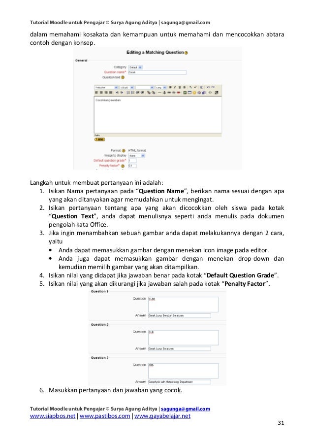 Tutorial moodle untuk pengajar