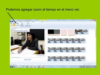 Podemos agregar zoom al tiempo en el menú ver.