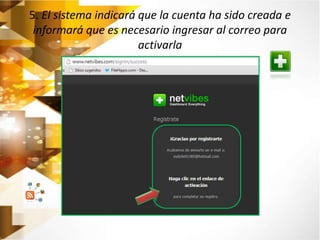 5. El sistema indicará que la cuenta ha sido creada e 
informará que es necesario ingresar al correo para 
activarla 
 