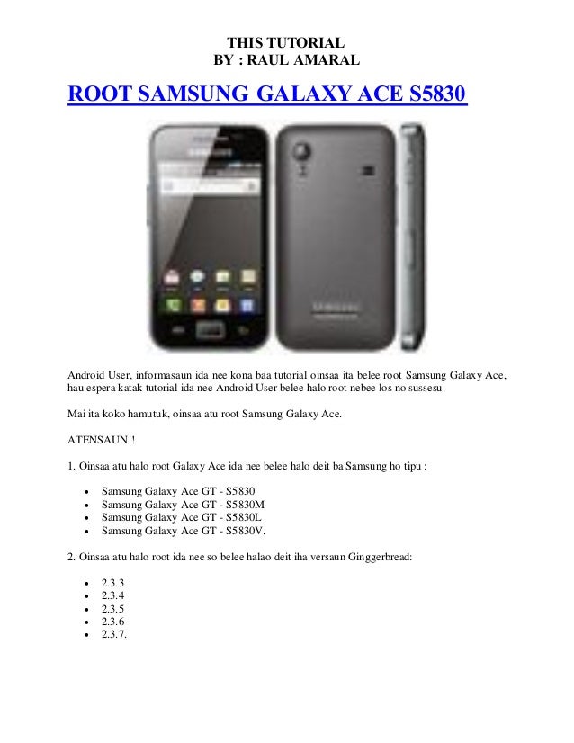 Tutorial Oinsaa Atu Root Samsung Galaxy Ace