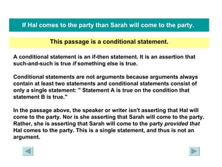 Tutorial on arguments premises-conclusions | PPT