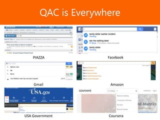 Образец заголовкаQAC is Everywhere
PIAZZA Facebook
Gmail Amazon
USA Government Coursera
 