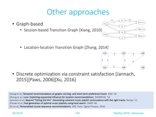 Other approaches
• Graph-based
• Session-based Transition Graph [Xiang, 2010]
• Location-location Transition Graph [Zhang,...