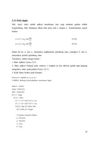 Tutorial Operasi Tutorial operasi geometrik menggunakan octave | DOCX
