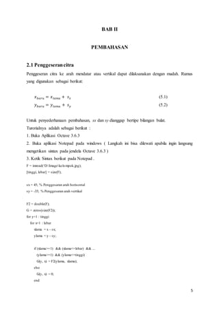 Tutorial Operasi Tutorial operasi geometrik menggunakan octave | DOCX