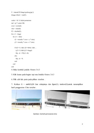 Tutorial Operasi Tutorial operasi geometrik menggunakan octave | DOCX