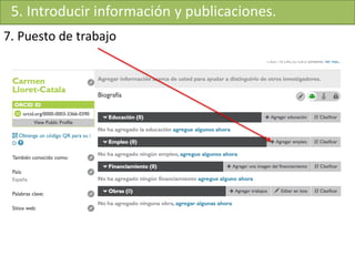 7. Puesto de trabajo
5. Introducir información y publicaciones.
 