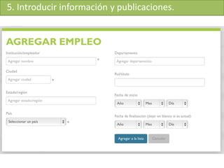 5. Introducir información y publicaciones.
 