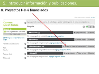 8. Proyectos I+D+i financiados
5. Introducir información y publicaciones.
 