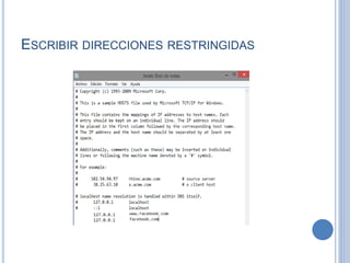 ESCRIBIR DIRECCIONES RESTRINGIDAS
 