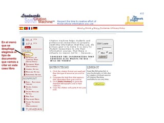 En el menú que se despliega elegimos el tipo de documento que vamos a citar en este caso libro