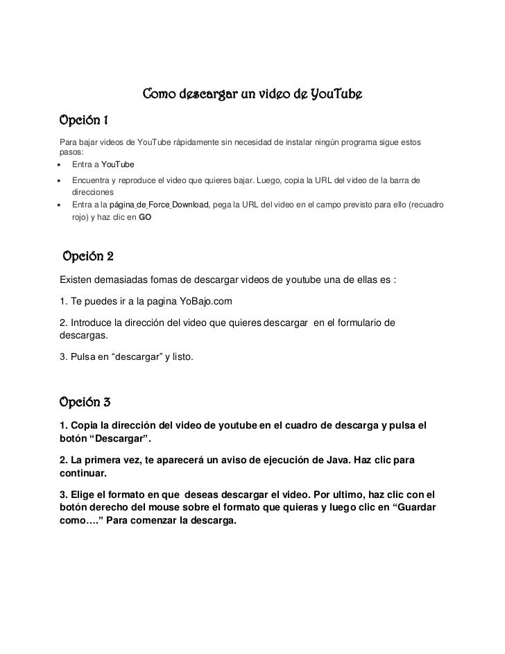 Como Descargar Un Video De Youtube Force Download
