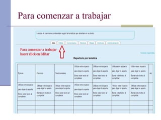 Para comenzar a trabajar
