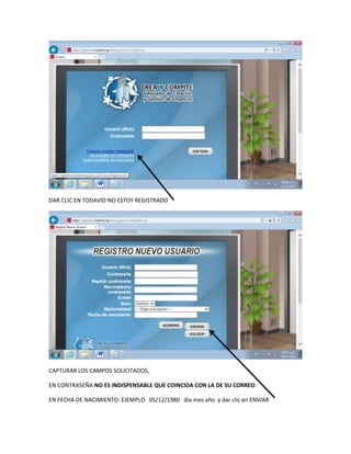 DAR CLIC EN TODAVID NO ESTOY REGISTRADO
CAPTURAR LOS CAMPOS SOLICITADOS,
EN CONTRASEÑA NO ES INDISPENSABLE QUE COINCIDA CON LA DE SU CORREO.
EN FECHA DE NACIMIENTO: EJEMPLO 05/12/1980 dia mes año y dar clic en ENVIAR