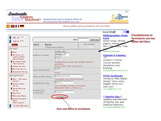 Completamos el formulario con los datos del libro Una vez lleno lo enviamos 