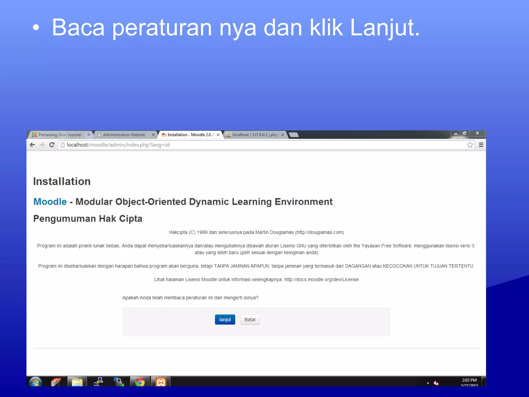 • Baca peraturan nya dan klik Lanjut.
 