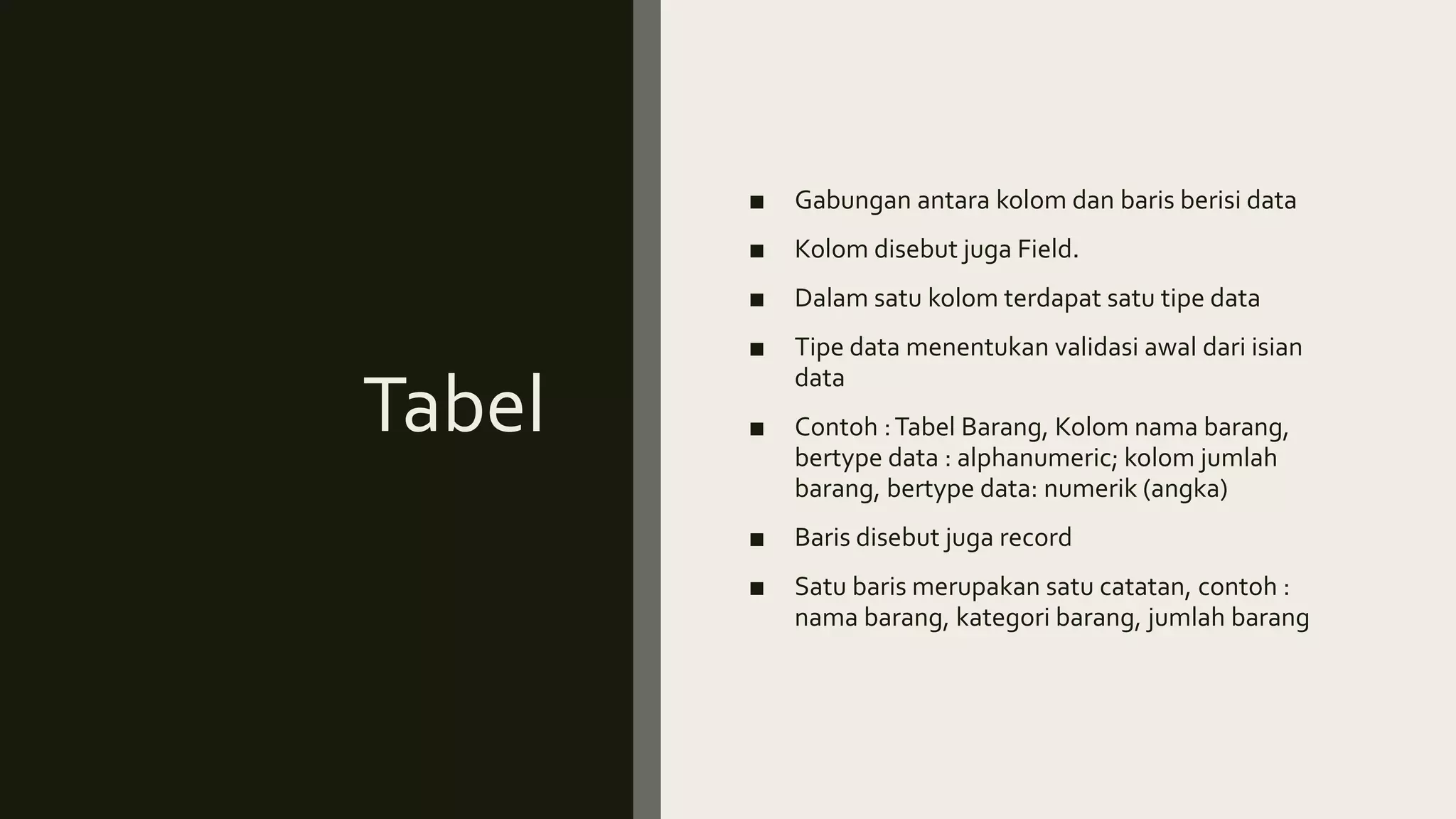 Tutorial pembuatan database sederhana | PPTX