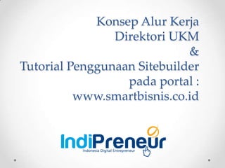 Konsep Alur Kerja
                Direktori UKM
                             &
Tutorial Penggunaan Sitebuilder
                  pada portal :
          www.smartbisnis.co.id
 
