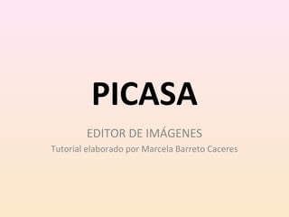 PICASA
        EDITOR DE IMÁGENES
Tutorial elaborado por Marcela Barreto Caceres
 