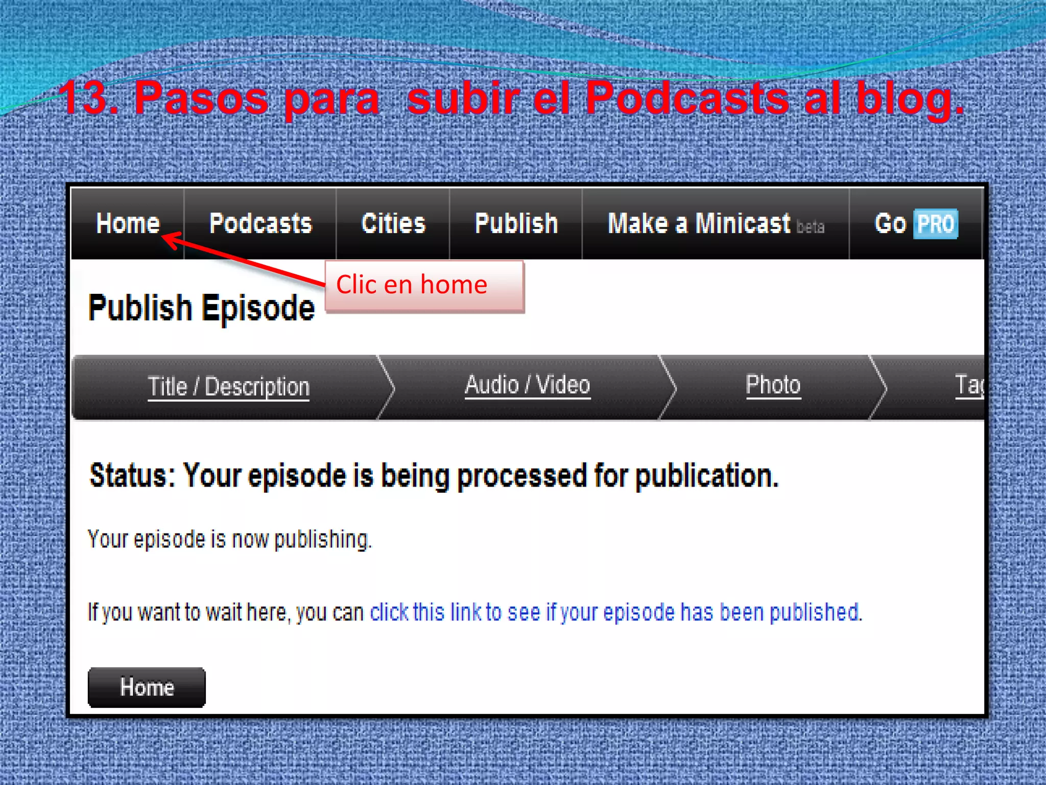 11. La página cambia automáticamente y damos clic al final de ella para continuar