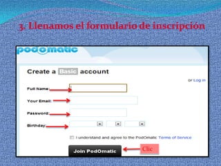 Llenamos el formulario de inscripción 