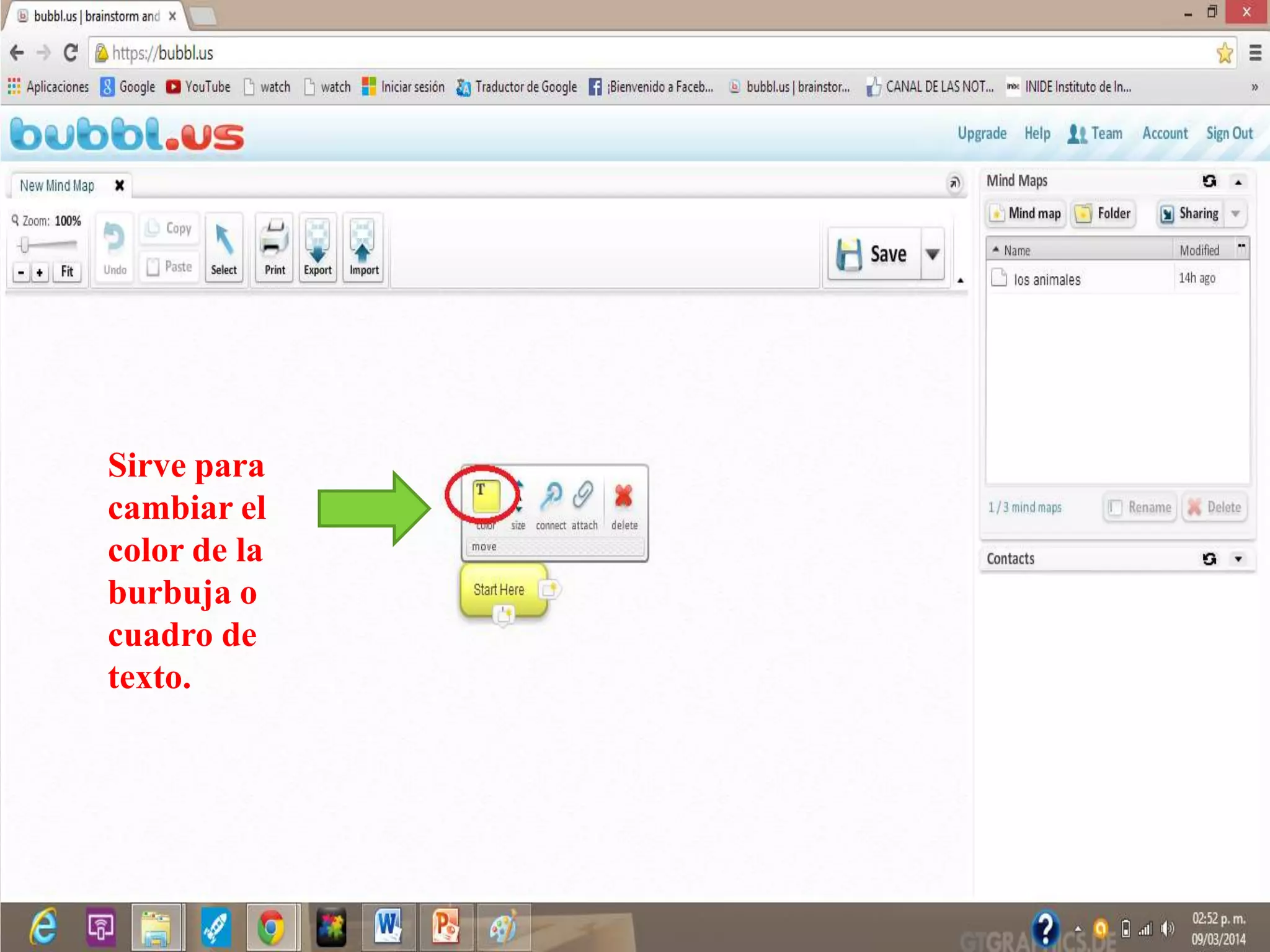 Sirve para
cambiar el
color de la
burbuja o
cuadro de
texto.
 