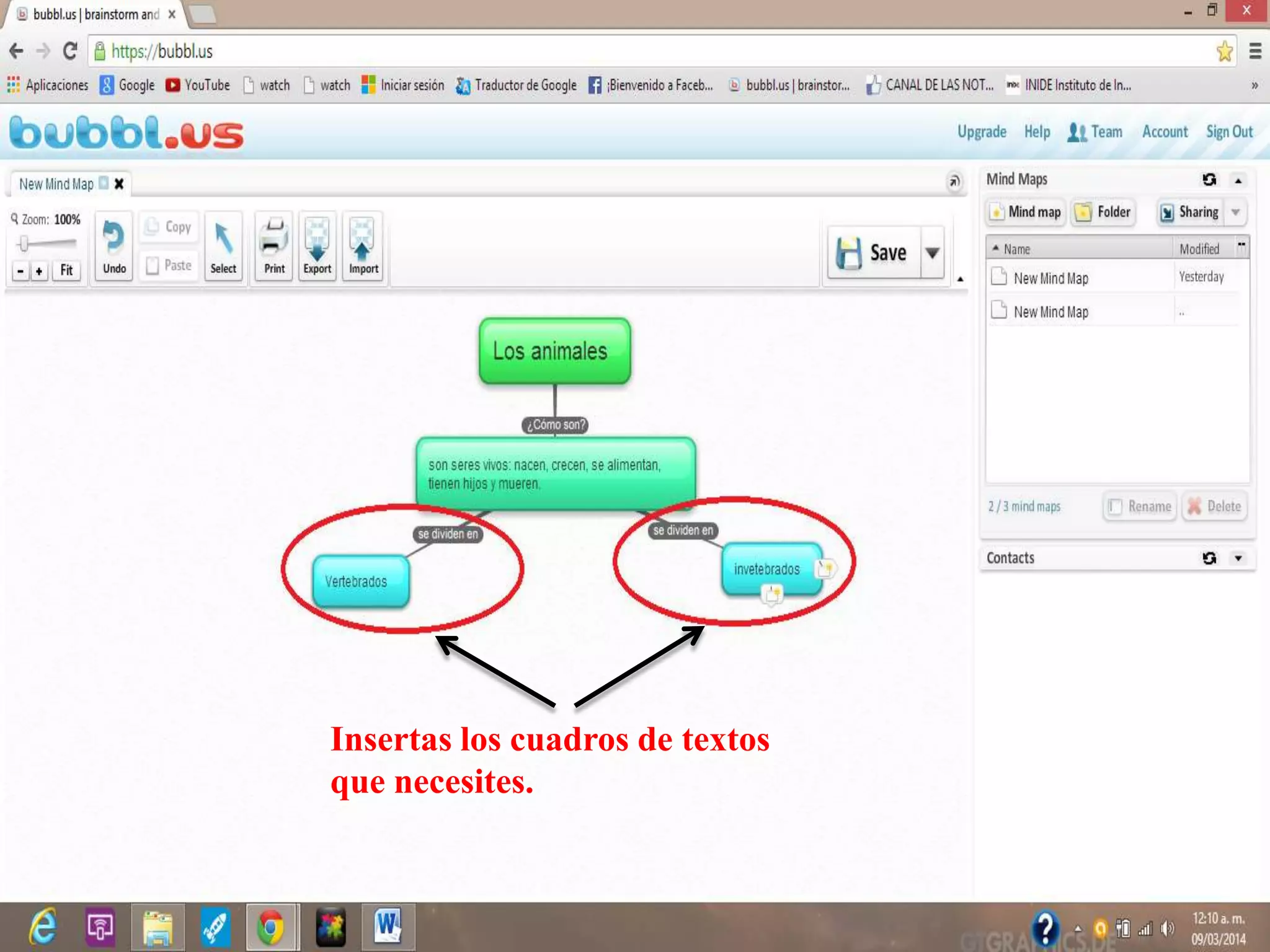Insertas los cuadros de textos
que necesites.
 