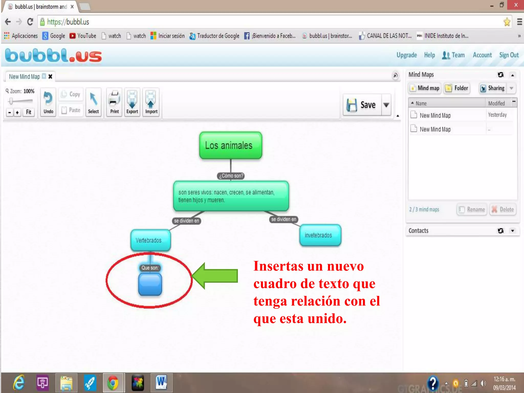 Insertas un nuevo
cuadro de texto que
tenga relación con el
que esta unido.
 