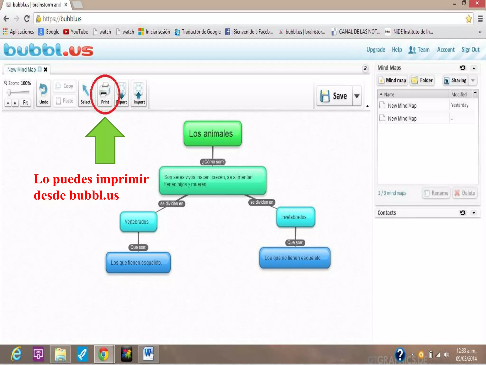 Lo puedes imprimir
desde bubbl.us
 
