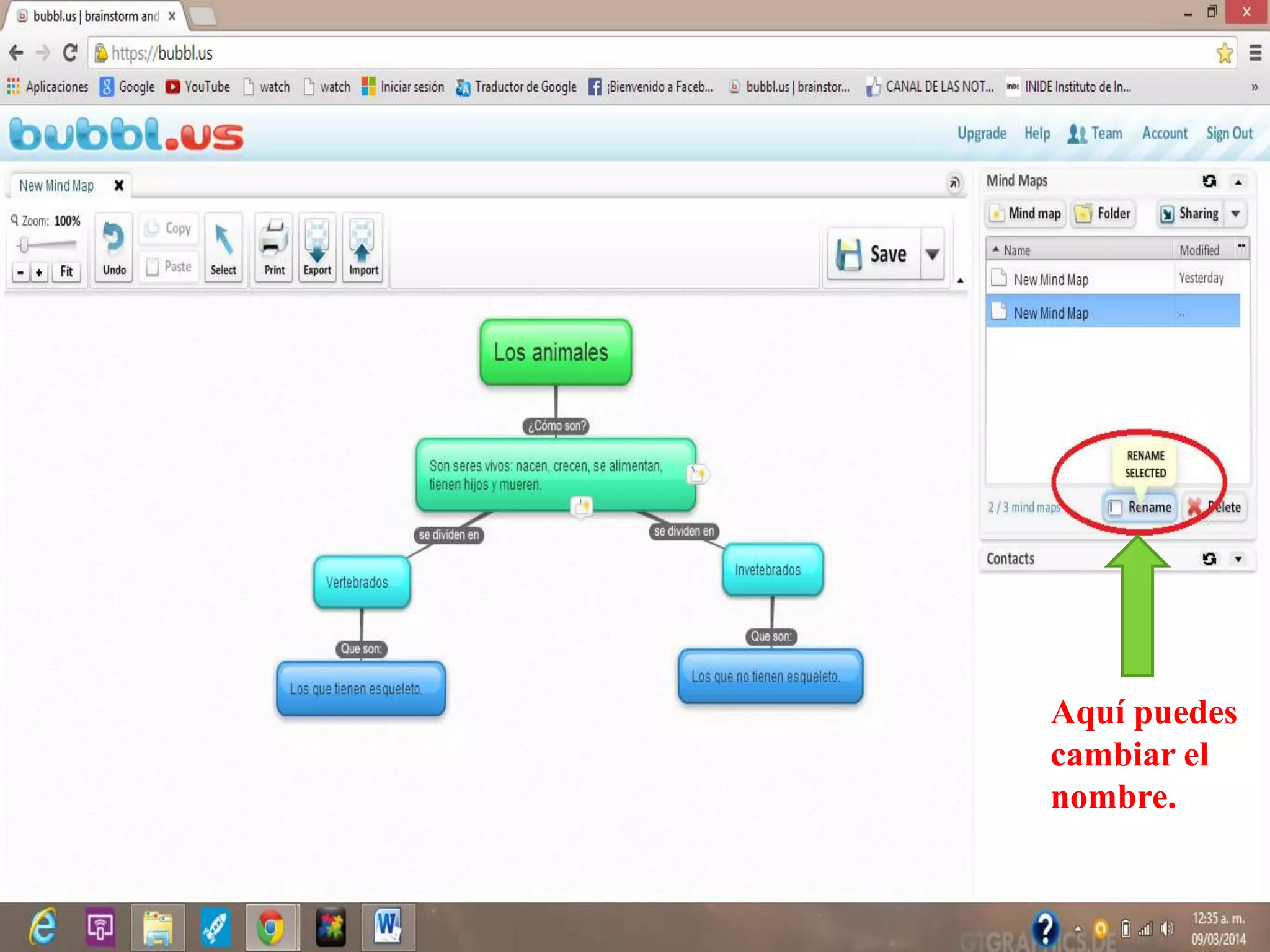 Aquí puedes
cambiar el
nombre.
 