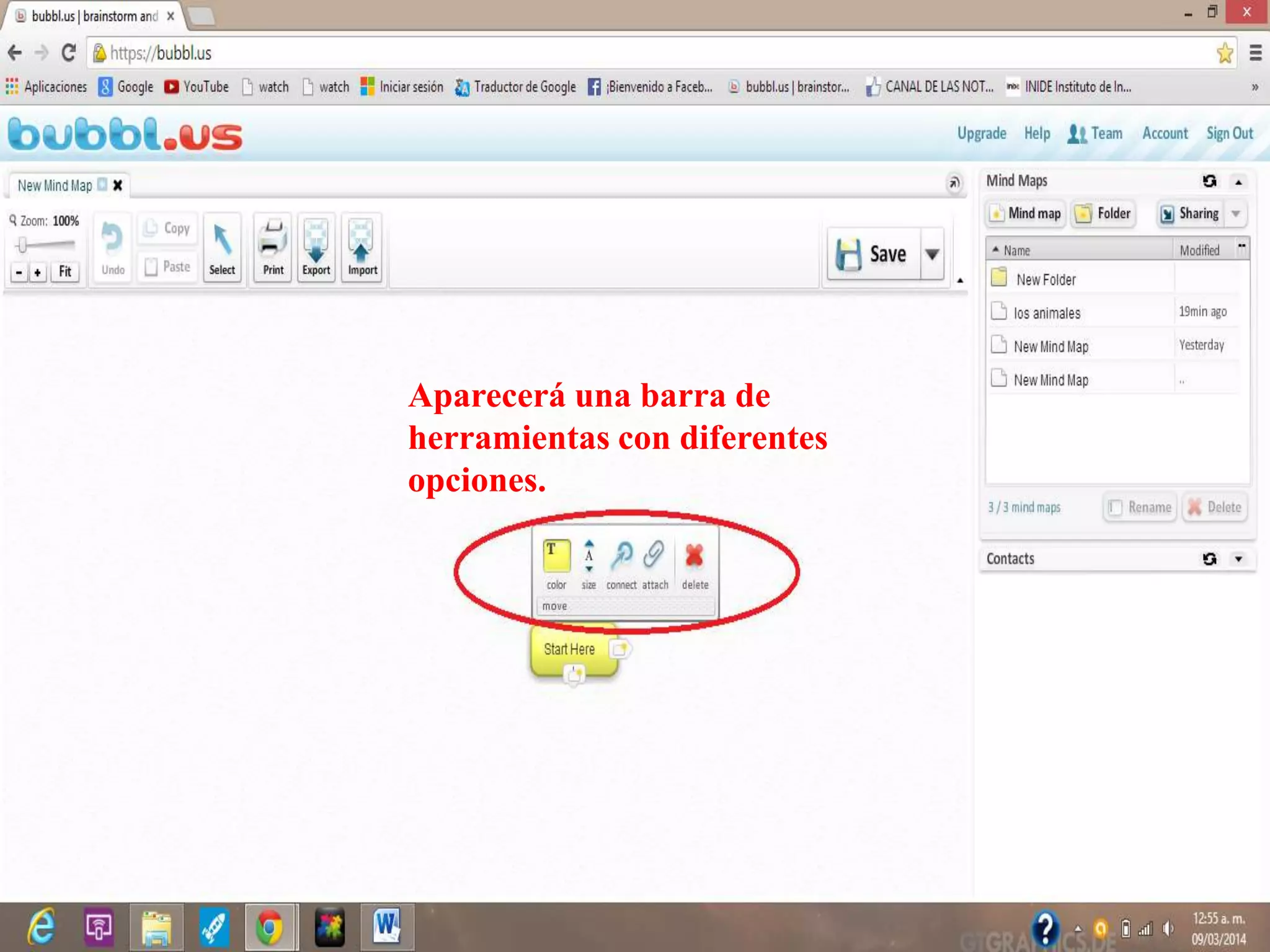 Aparecerá una barra de
herramientas con diferentes
opciones.
 