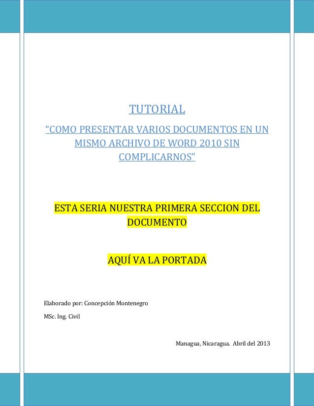 tutorial como presentar varios documentos en un mismo archivo de word