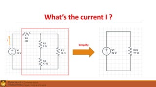 Ahmed Elwali
BME 7022 & ECE 4610
What’s the current I ?
I
Simplify
 