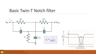 Ahmed Elwali
BME 7022 & ECE 4610
Basic Twin-T Notch filter
 