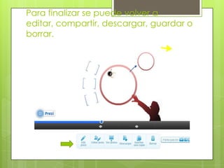 Para finalizar se puede volver a
editar, compartir, descargar, guardar o
borrar.
 
