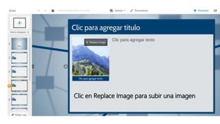 Clic en Replace Image para subir una imagen