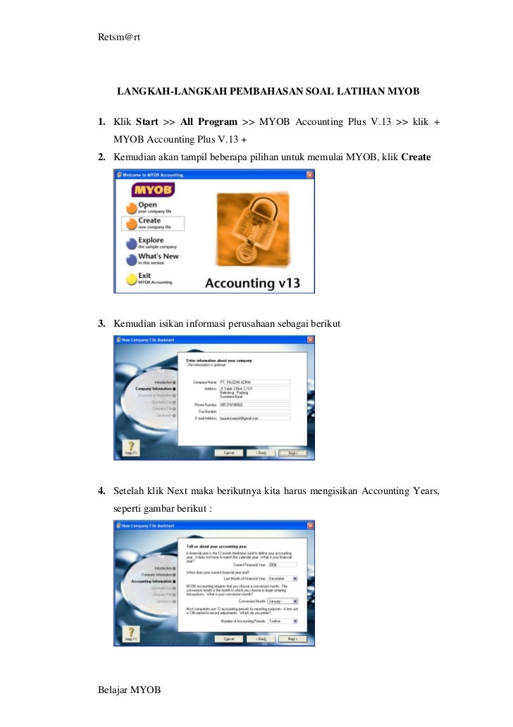 Tutorial program myob accounting