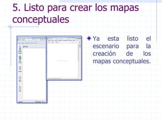 5. Listo para crear los mapas conceptualesYa esta listo el escenario para la creación de los mapas conceptuales.