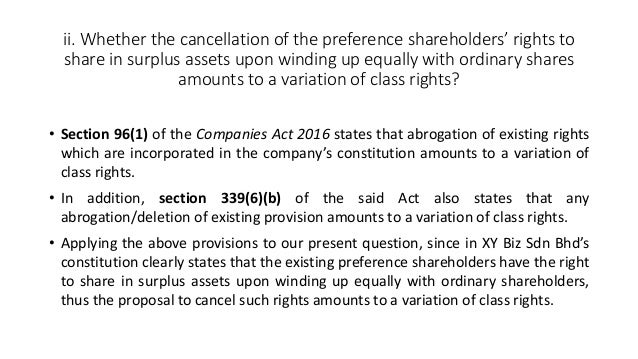 Capital Shares - Companies Act 2016