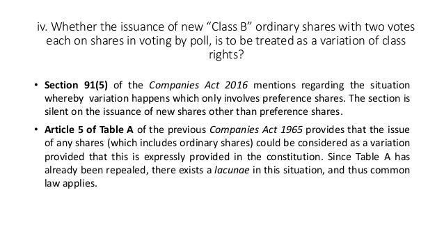 Capital Shares - Companies Act 2016