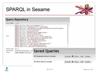 06.01.14 Slide 16 of 32
SPARQL in Sesame
 