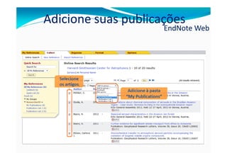 Adicione suas publicações
                     EndNote Web
 