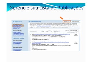 Gerencie sua Lista de Publicações
 