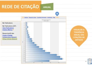 44	
  
REDE	
  DE	
  COLABORAÇÃO	
  
VISUALIZE	
  	
  
A	
  REDE	
  DE	
  
COLABORAÇÃO,	
  
LISTADA	
  	
  
PELA	
  ÁREA	
  DO	
  
CONHECIMENTO	
  
PELA	
  ÁREA	
  DO	
  CONHECIMENTO	
  
 