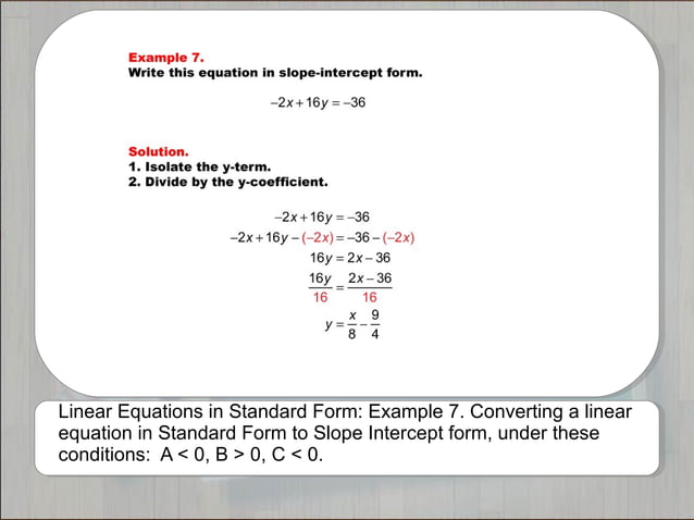 Tutorials: Linear Equations in Standard Form | PPT