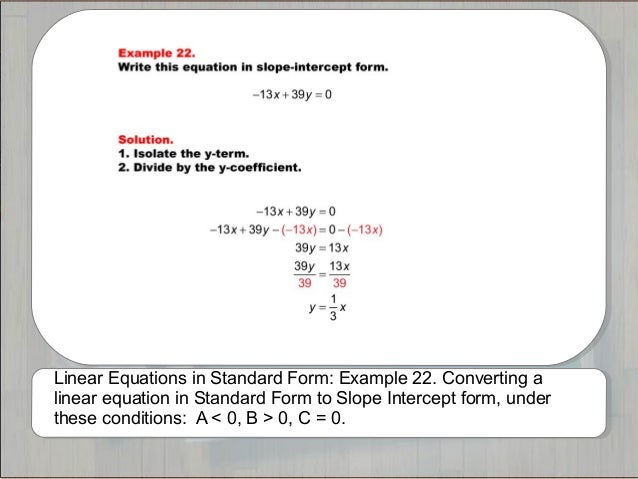 tutorials linear equations in standard form standard form 24