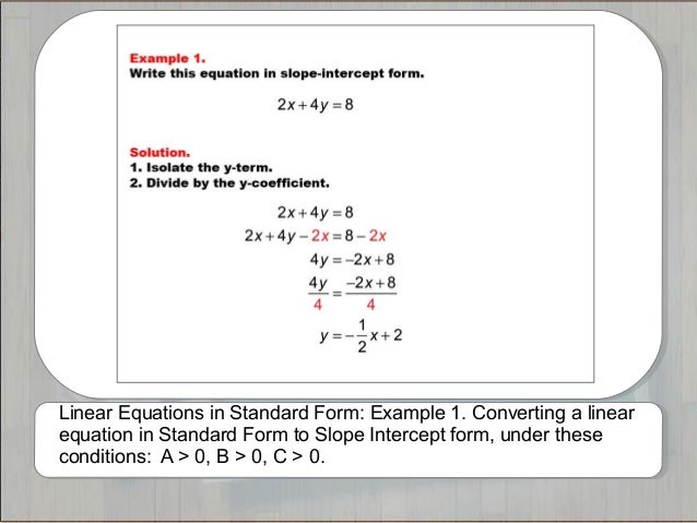 tutorials linear equations in standard form standard form of a line equation