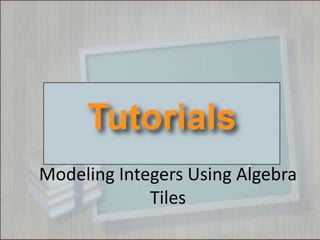 Modeling Integers Using Algebra
Tiles
 