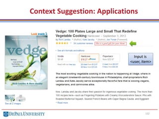 132
Context Suggestion: Applications
Input is
<user, item>
 
