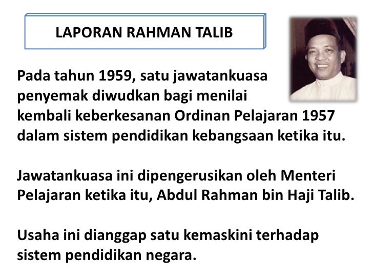 Dasar Pendidikan Negara Sebelum 1970